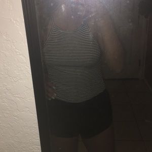 Striped black & white tank top